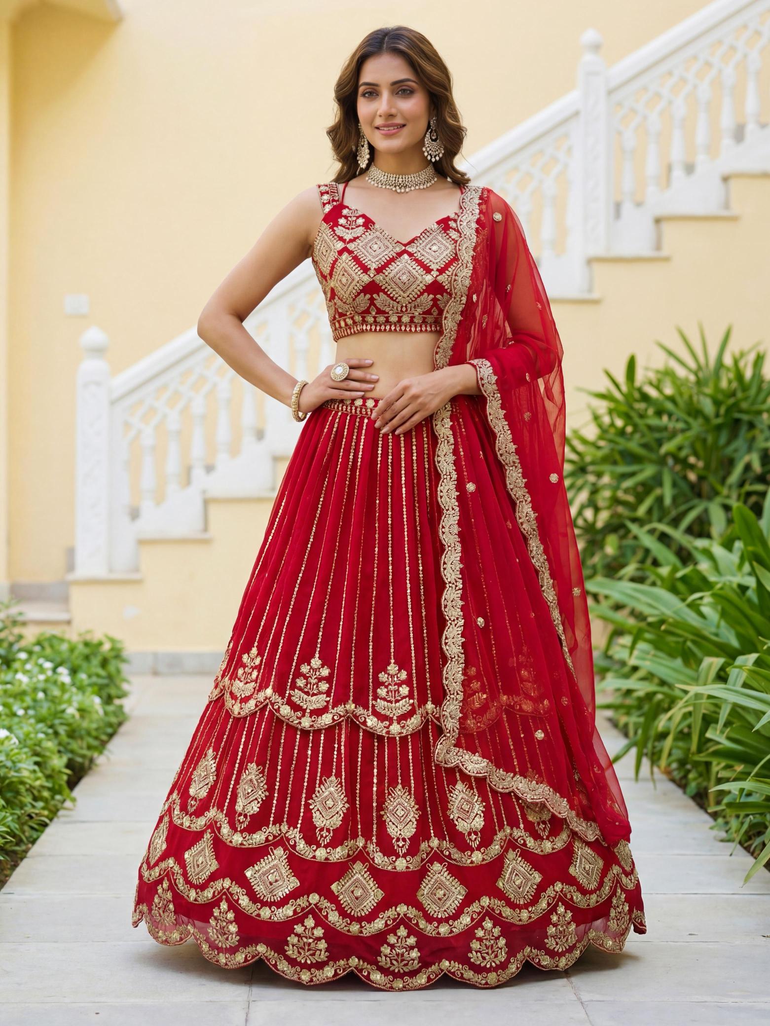 DVD ON 5157 Georgeet Wholesale bridal lehenga choli in Mumbai