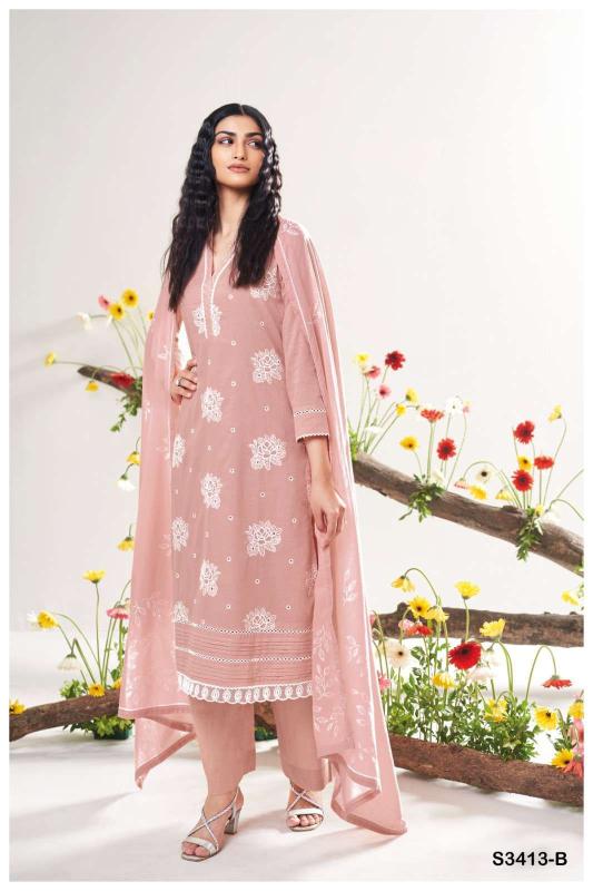 Ganga adela 3413 wholesale unstitched dress material 