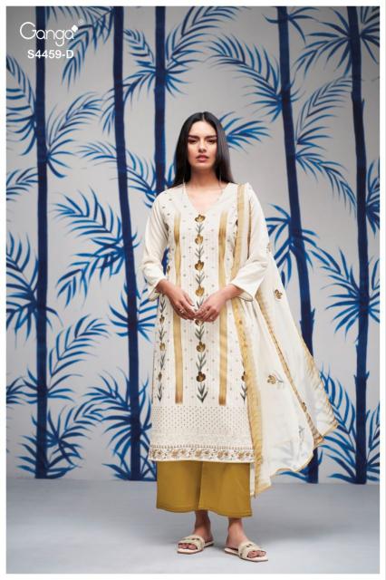 Ganga aleeza 4459 mirror work dress material wholesale 