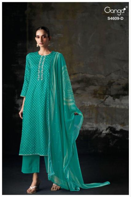 Ganga neliya 4609 catalogue dress materials wholesale surat 