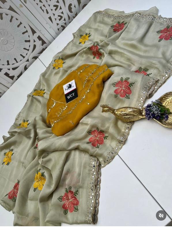 GC flower embroidery wholesale saree price list 