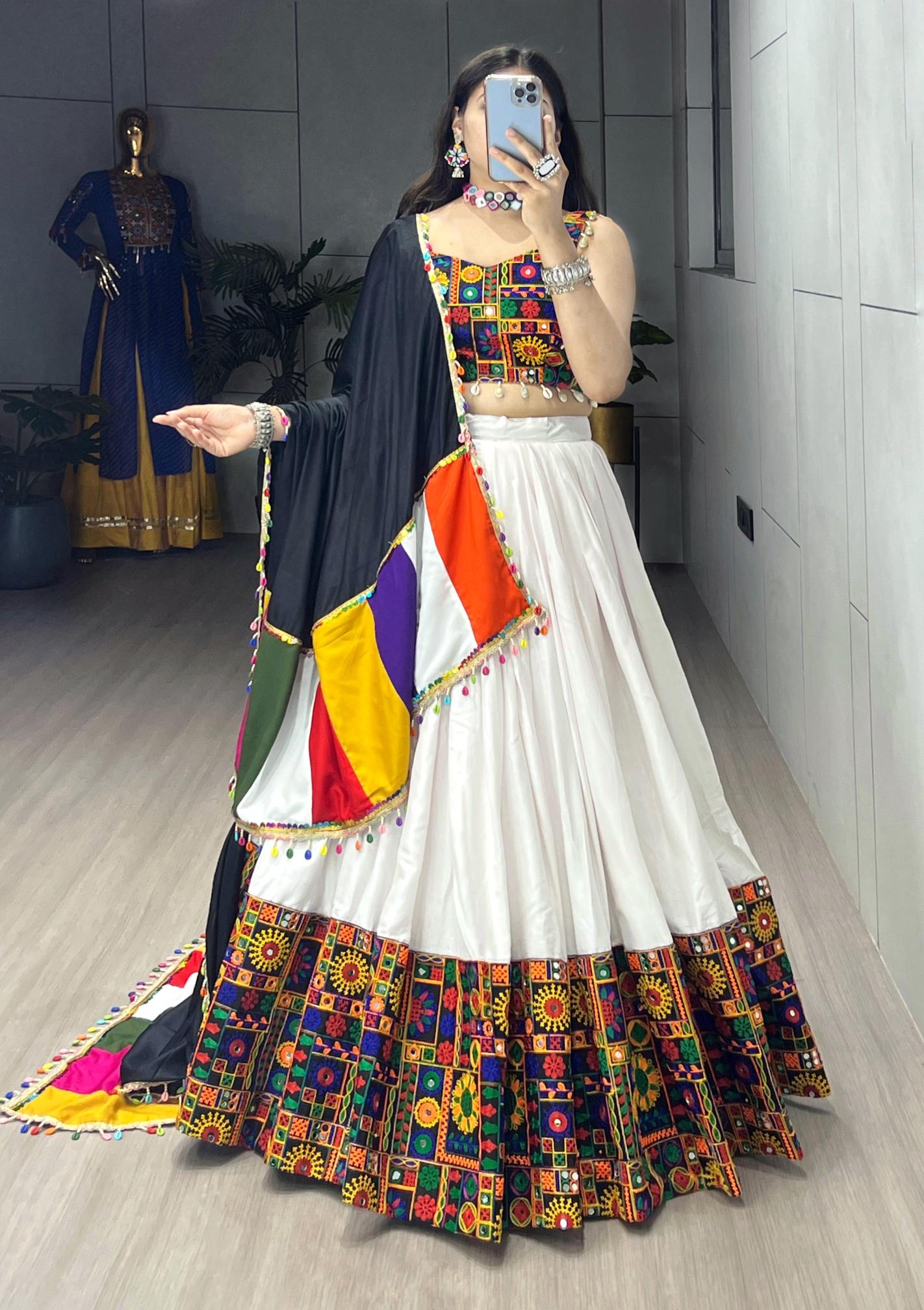 GRTN 8046 Rayon WHT Wholesale Lehenga choli market in Mumbai
