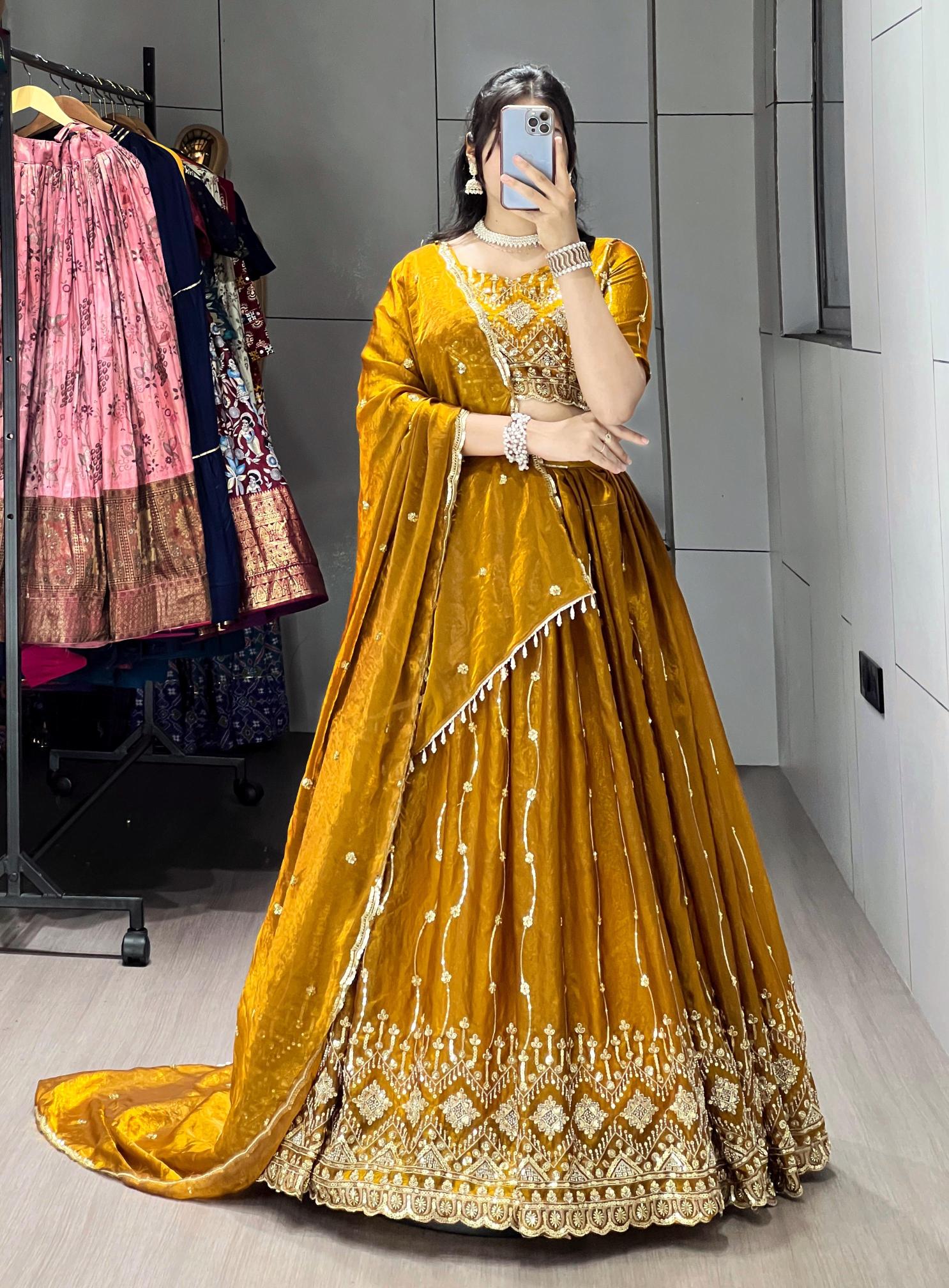 GRTN 8115 Satin MUSTRD Lehenga choli suppliers in Kolkata