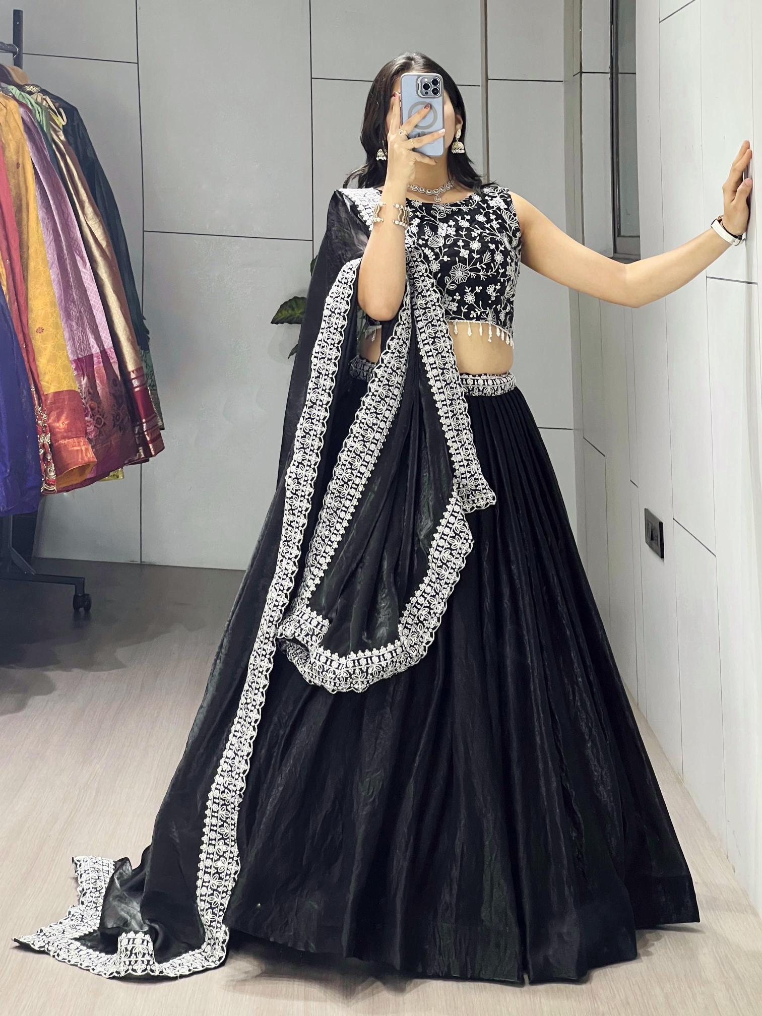 GRTN 9042 BLK Fendy Satin Lehenga Choli dealers in Hyderabad