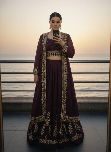  INDOWESTERN VF 227 GEORGETTE Bridal lehenga choli market in Mumbai