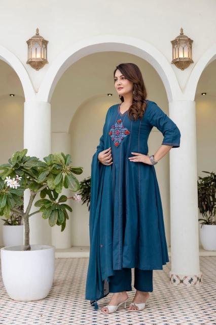 Jaipuri 3pcs teal blue kurtis wholesale in mumbai 