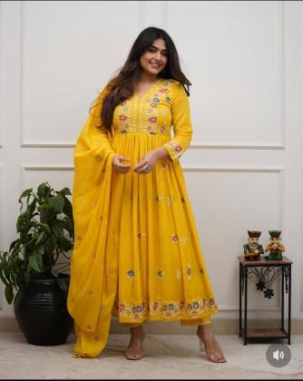 Janni anarkali 3pcs pochampally kurtis wholesale 