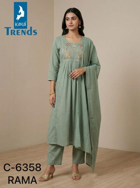 Kaya 6358 cotton 3pcs kurtis wholesale
