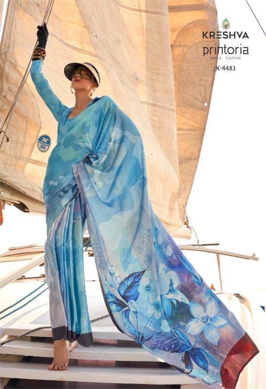 Kreshva printoria korean satin saree bazaar surat 