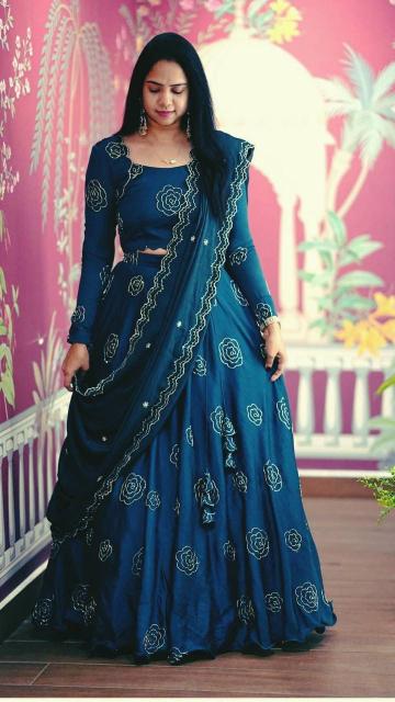 Launching Festival Special Pc 553 Chinon Blue Lehenga choli exporters in Mumbai
