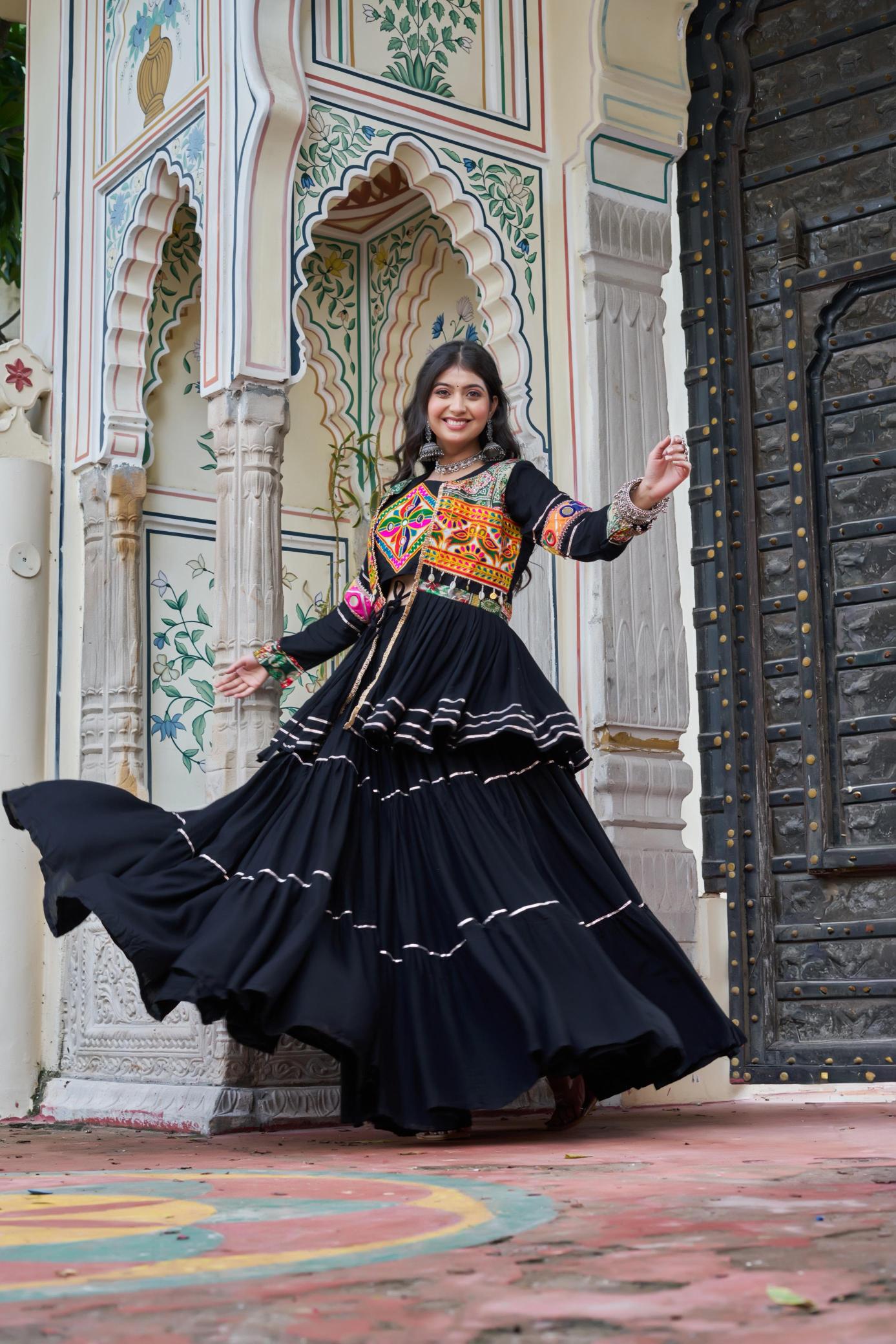 Launching Navratri Ram 120 cottan Black Latest lehenga choli designs in Mumbai