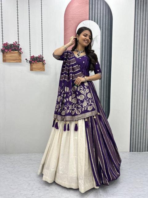 Launching wedding Special Pc 560 jecard Purple Lehenga choli manufacturers in Mumbai