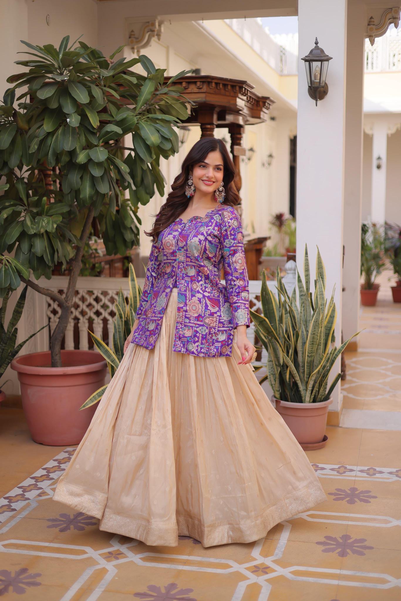  LW 7157 JEQUARD Purple Wedding lehenga choli wholesalers in Kolkata