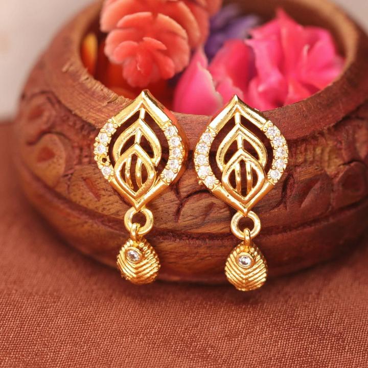 Micro gold polish ad earrings 1011 Surat artificial jewelry suppliers