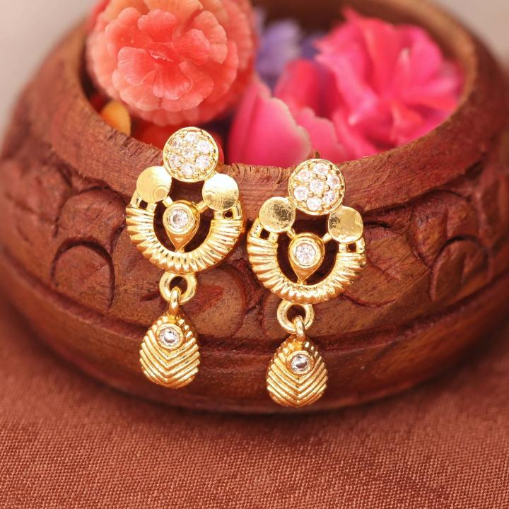 Micro gold polish ad earrings 1021 Surat fashion jewelry wholesale