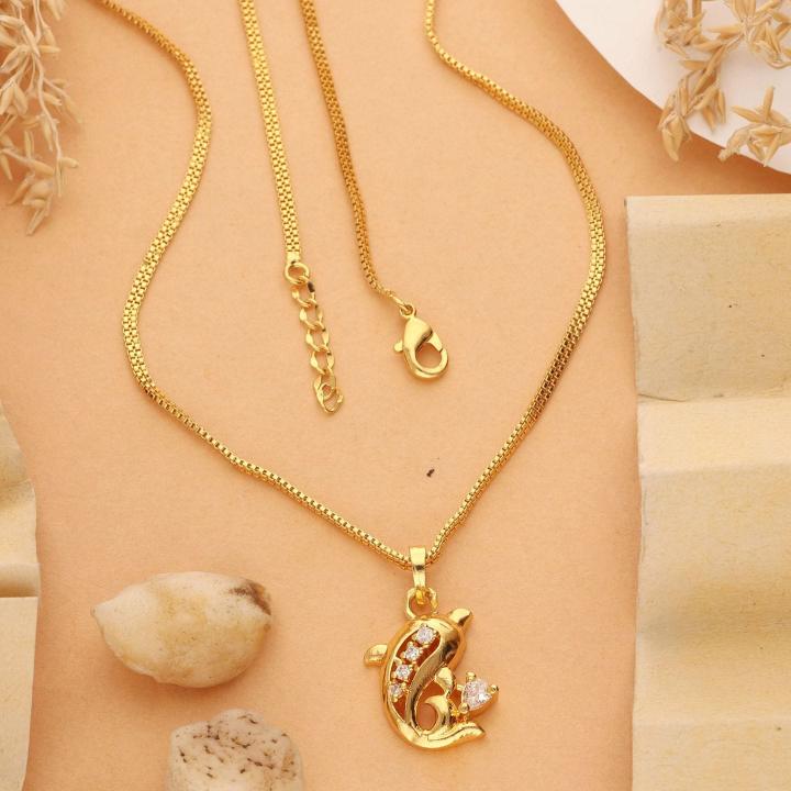 Micro gold polish chain pendant 754 Imitation jewellery market in Mumbai