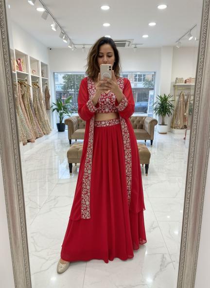 Newly Launched Premium VF 213 GEORGETTE red Wholesale designer lehenga choli in Pune