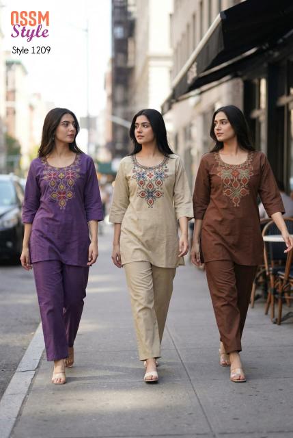 Ossm 1209 coord set wholesale market in surat for ladies clothes 