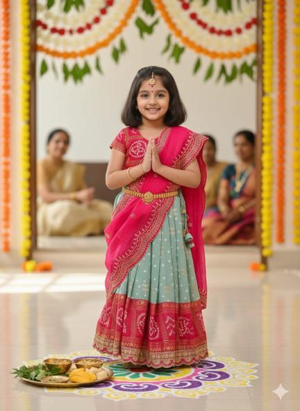 Pavitra Ugadi Silk Pink Surat kids apparel market