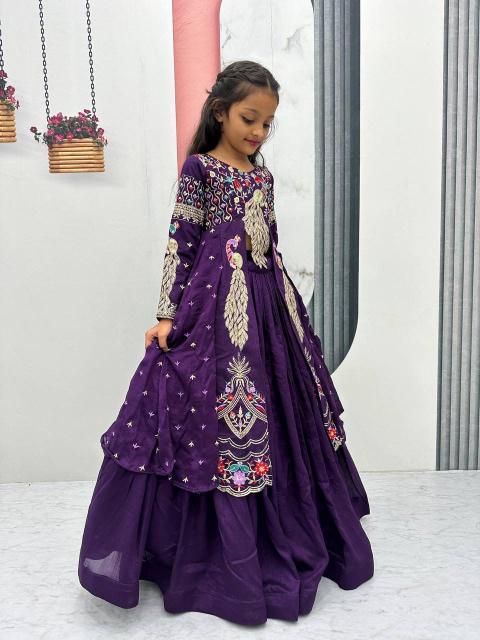 Pc 528 Vichitra Purple Kids wear suppliers in Hyderabad
