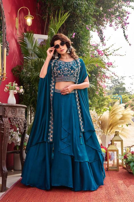 Ram 169 Vichitra Silk Blue Traditional lehenga choli in Gujarat