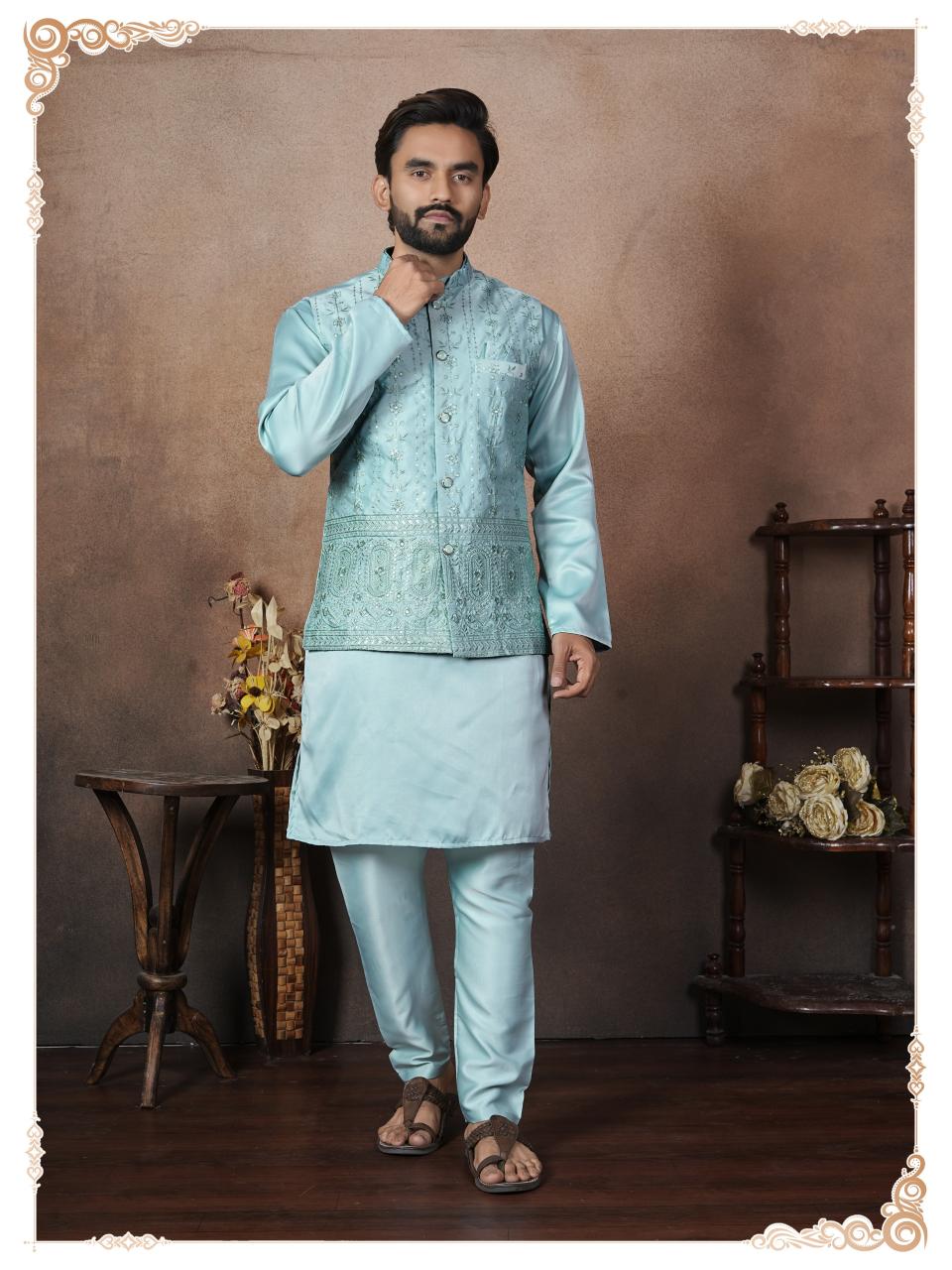 Shree salasar groom kurta koti pyjama wholesale in mumbai