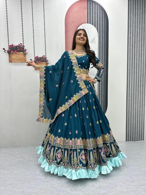 Tapi 308 Vichitra Blue Wholesale Lehenga choli suppliers in Surat