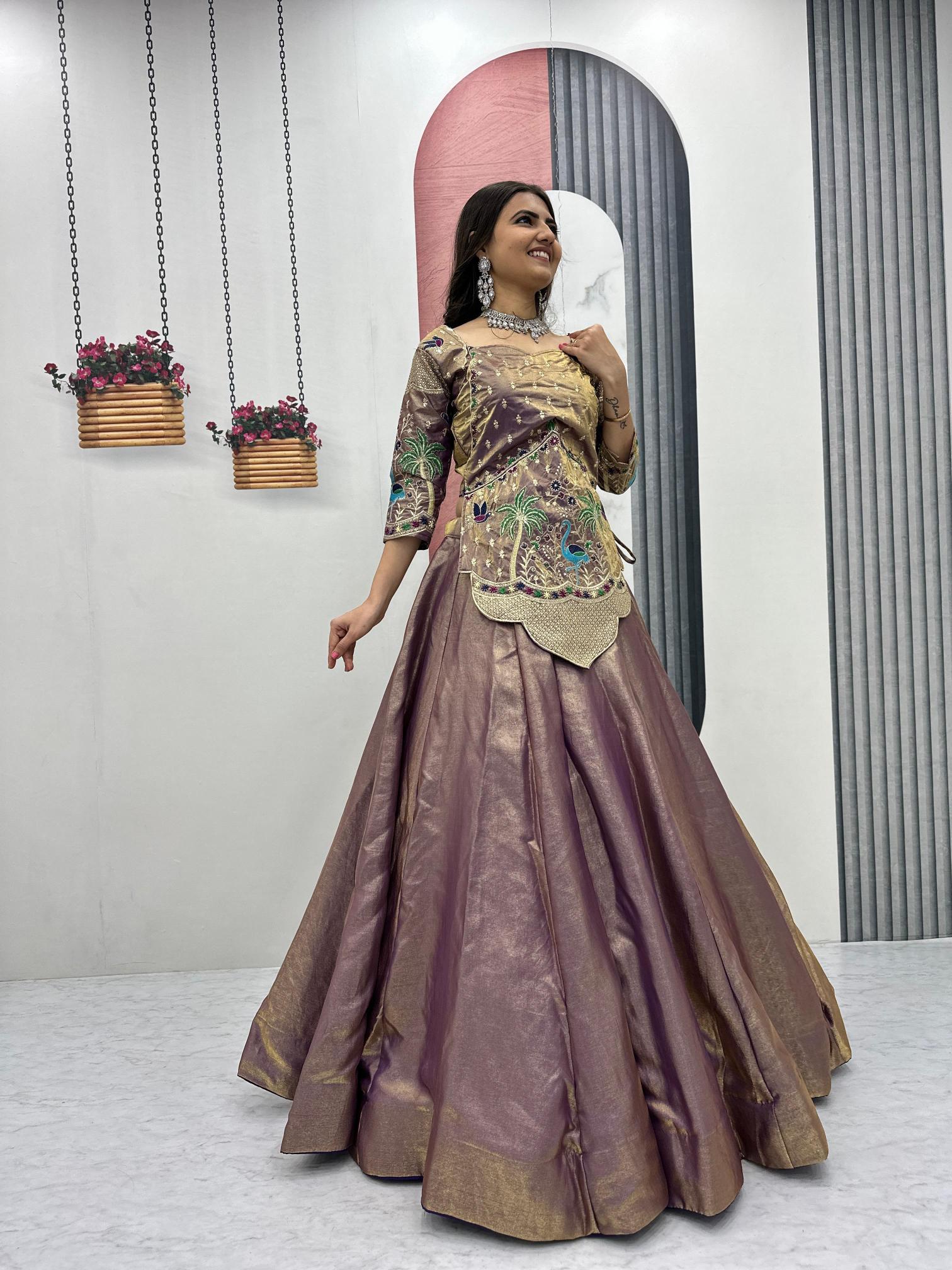 Tapi 312 silk satin Purple Lehenga choli wholesale market