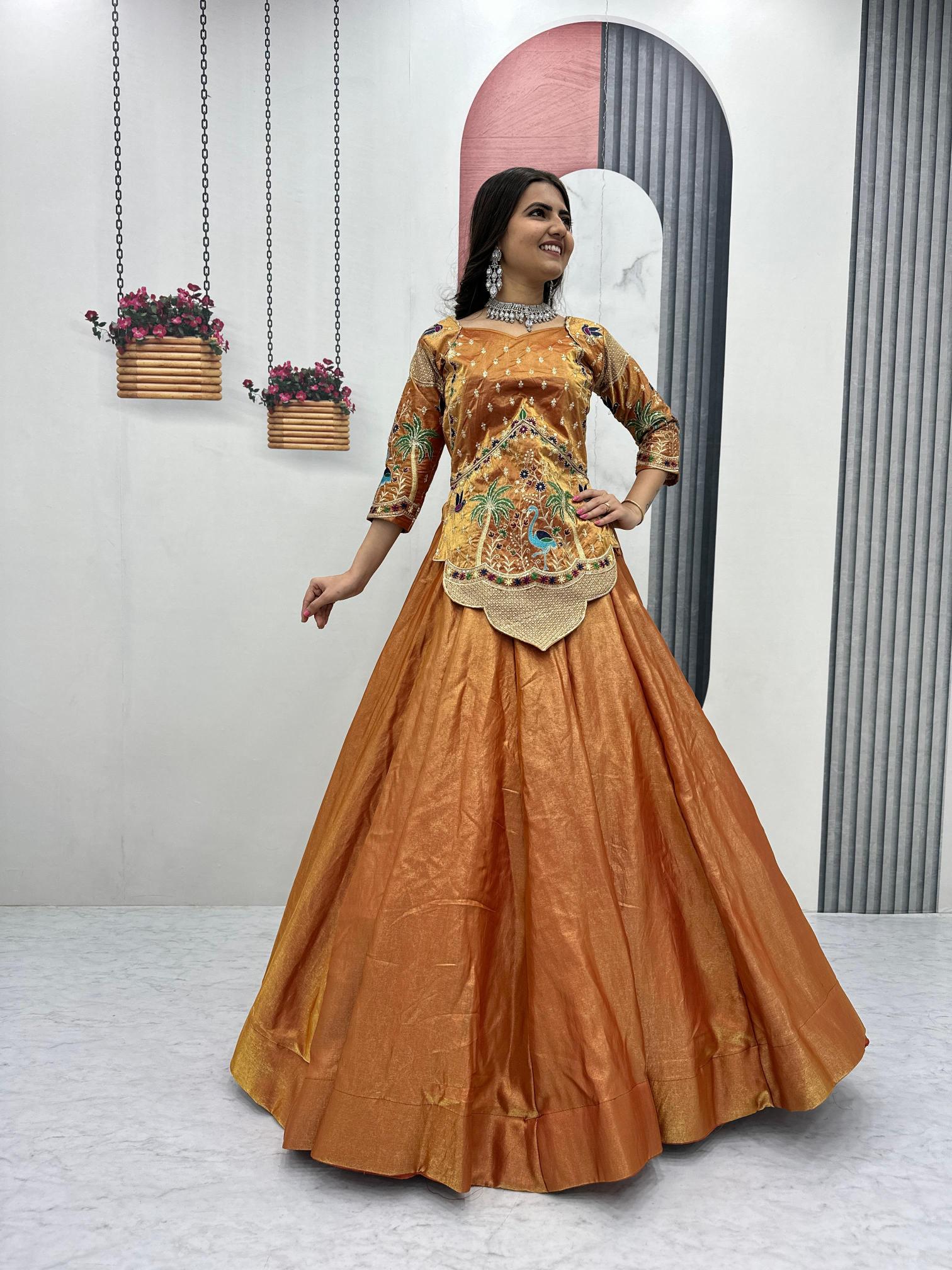 Tapi 312 silk satin Yellow Lehenga choli bulk order