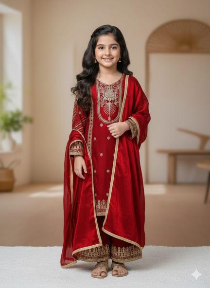 Trending New Ramzan Eid Special Silk Red Children clothing distributors