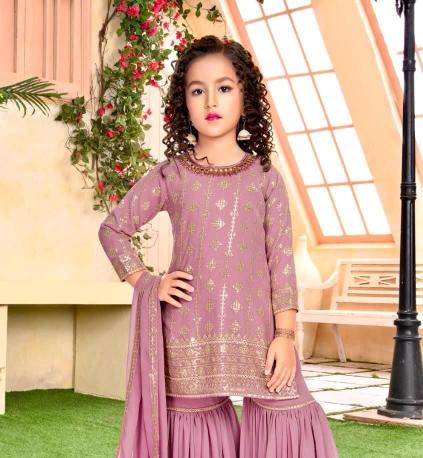 Trending Sequins Georgette Surat kids fashion wholesale