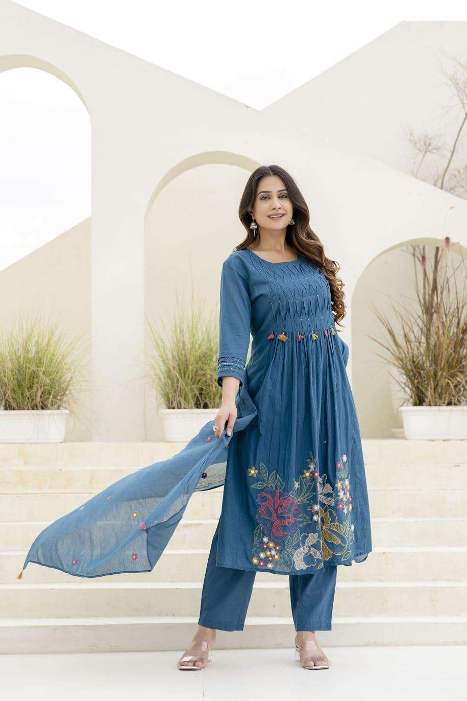 Valerius cotton 3pcs fabric kurtis wholesale