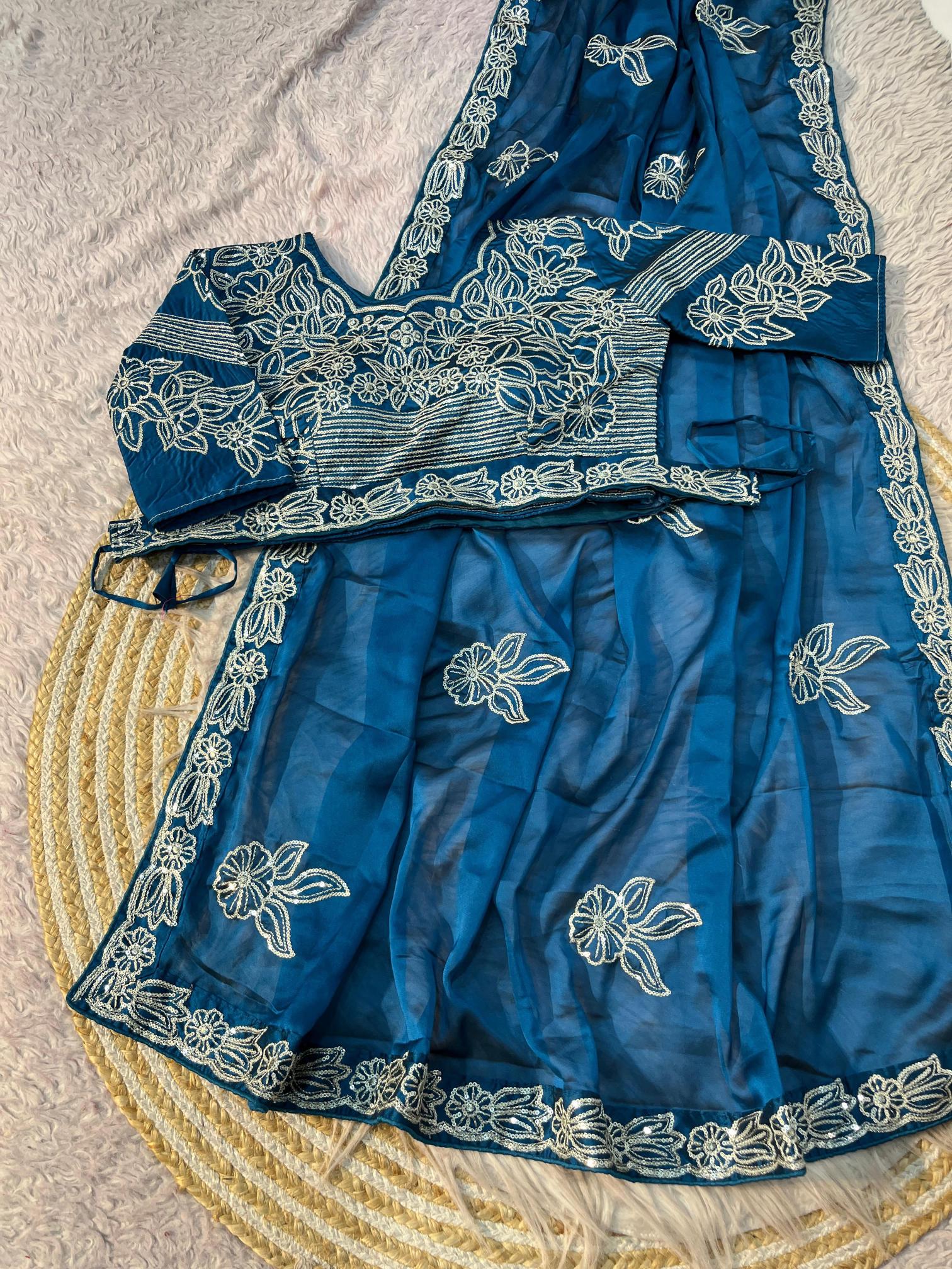 Vinayak partywear sticheed blouse with belt saree bulk order 