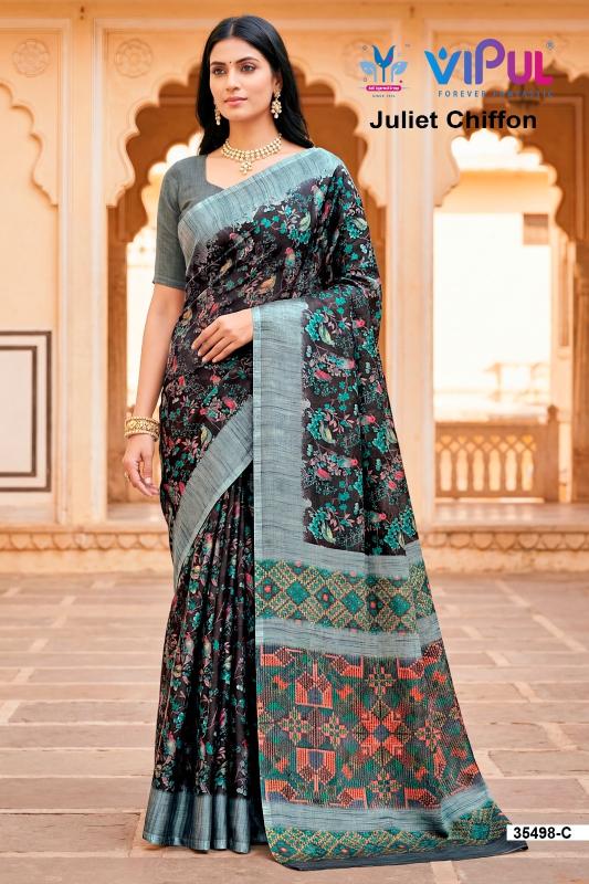 Vipul 35498 juliet chiffon low cost sarees wholesale 