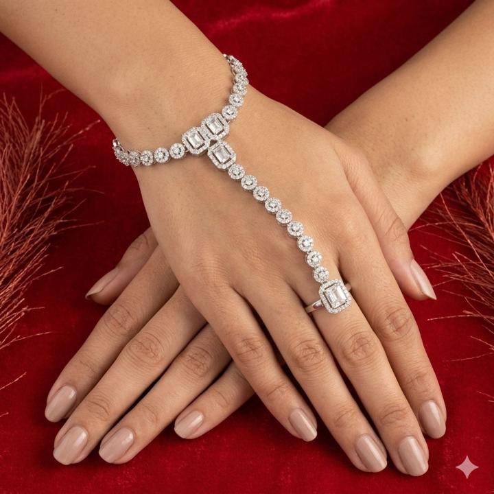 Anti tarnisha silver ad hand harness bracelet H3 Wholesale wedding jewellery Ahmedabad