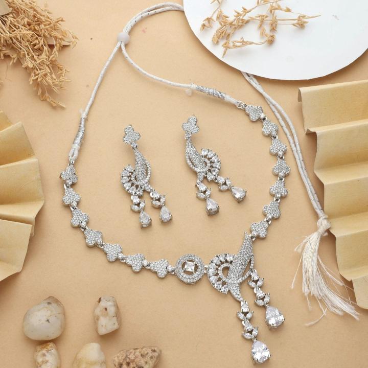 Anti tranish american diamond necklace set 915 Imitation jewelry supplier