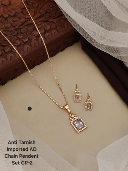 Anti tranish imported AD chain pendent Cp 2 Indian wedding jewelry wholesale