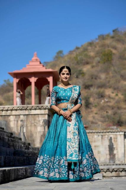 Artriddhs Dola silk D NO DEGITAL 12 Blue Customized Lehenga Choli Supplier in Kolkata