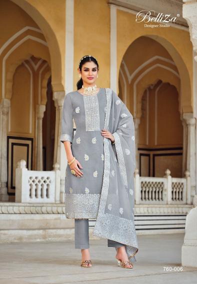 Belliza ivory dress materials cotton mix in wholesale 