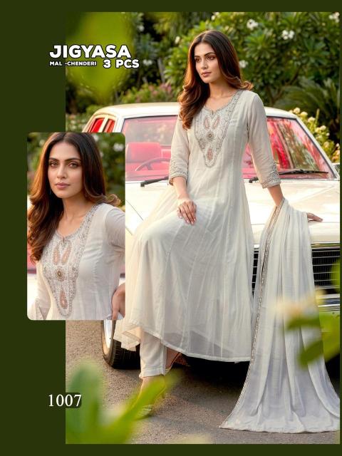Desi kudi jigyasa anarkali white 3pcs kurtis wholesale