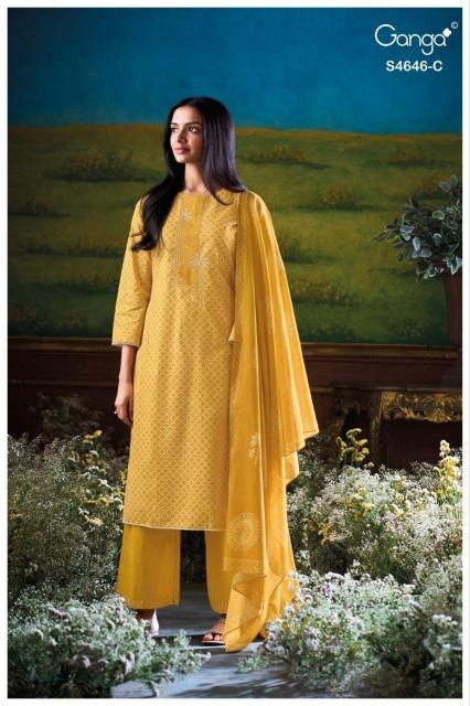 Ganga claria 4646 cotton satin dye and tye dress material wholesale  