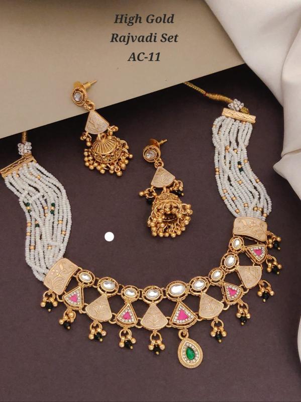 High gold rajvadi set ac 11 Wholesale fashion jewelry market in India