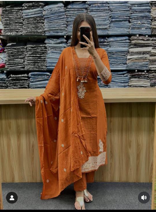 Jaipuri 3pcs rust kurtis wholesale in mumbai