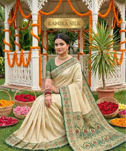 Kanika Silk by SHREE SHYAM FASHION fancy designer Banarasi Silk fabric wedding saree wholesale with Fancy latkan 