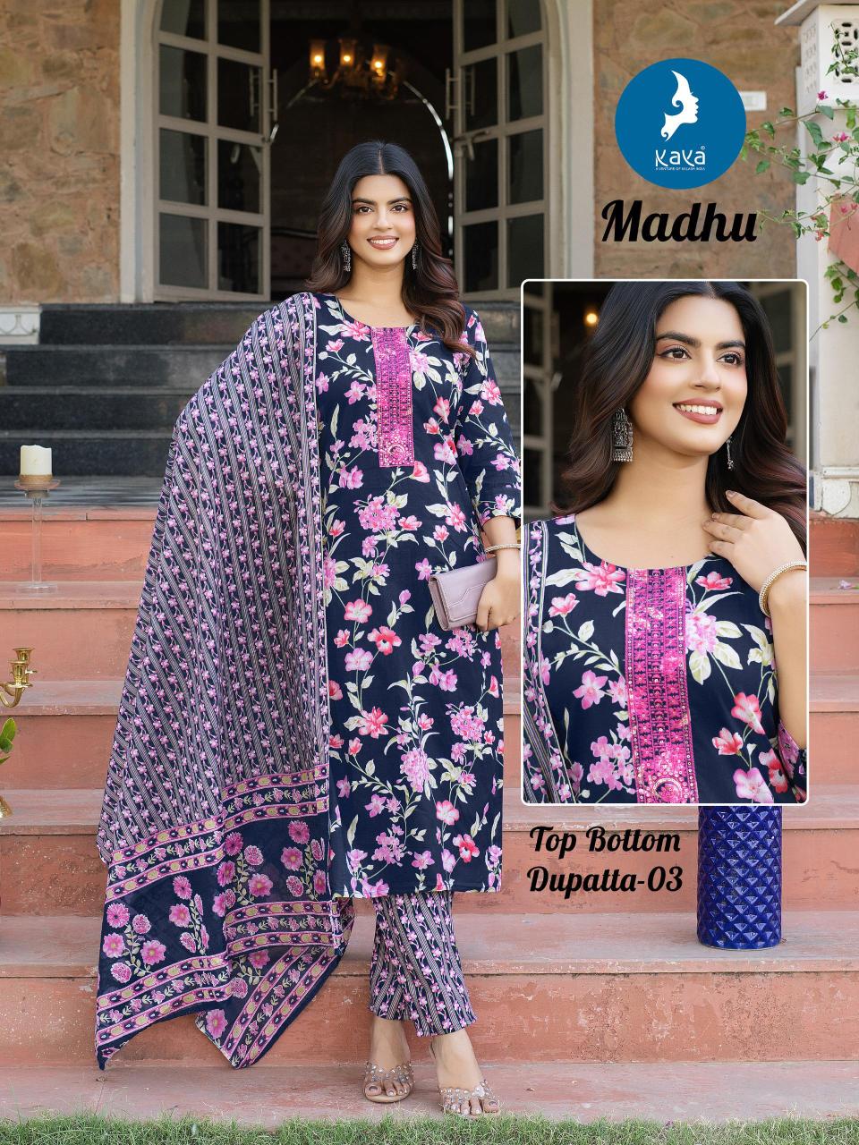 Kaya madhu 3pcs jaipuri gota patti kurtis surat wholesale 