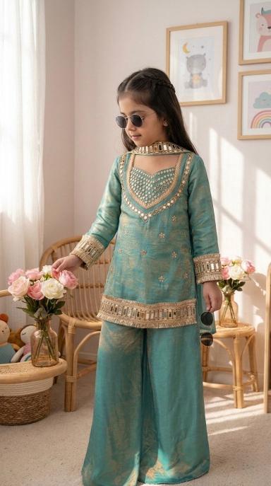 Kids Ethnic Wear Fendy Silk Blue Wholesale children clothing suppliers