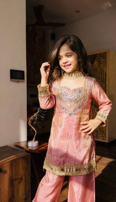 Kids Ethnic Wear Fendy Silk Pink Affordable kids wear in Delhi