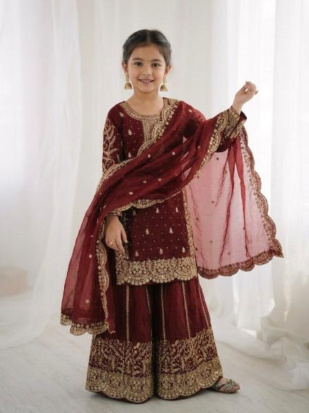 Kids Ethnic Wear ZSR 3169 Fendy Silk red Wholesale children clothing in Ahmedabad