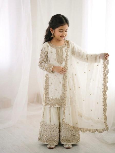 Kids Ethnic Wear ZSR 3169 Fendy Silk White Bulk kids clothes in Ahmedabad