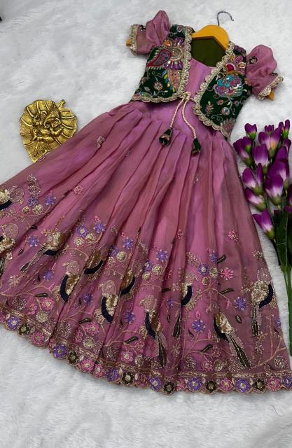 kids koti gown silk Pink Kids wear suppliers in Kolkata